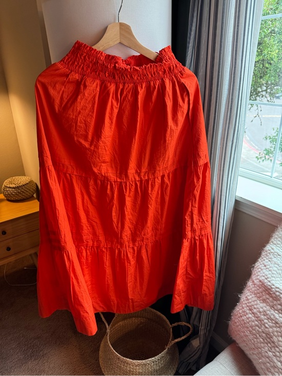 Quince Dresses & Skirts - Quince Vibrant Orange Ruffled Neck Blouse